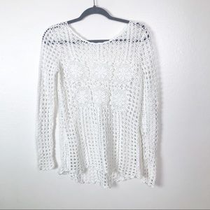 Free People Open Knit Crochet Sweater